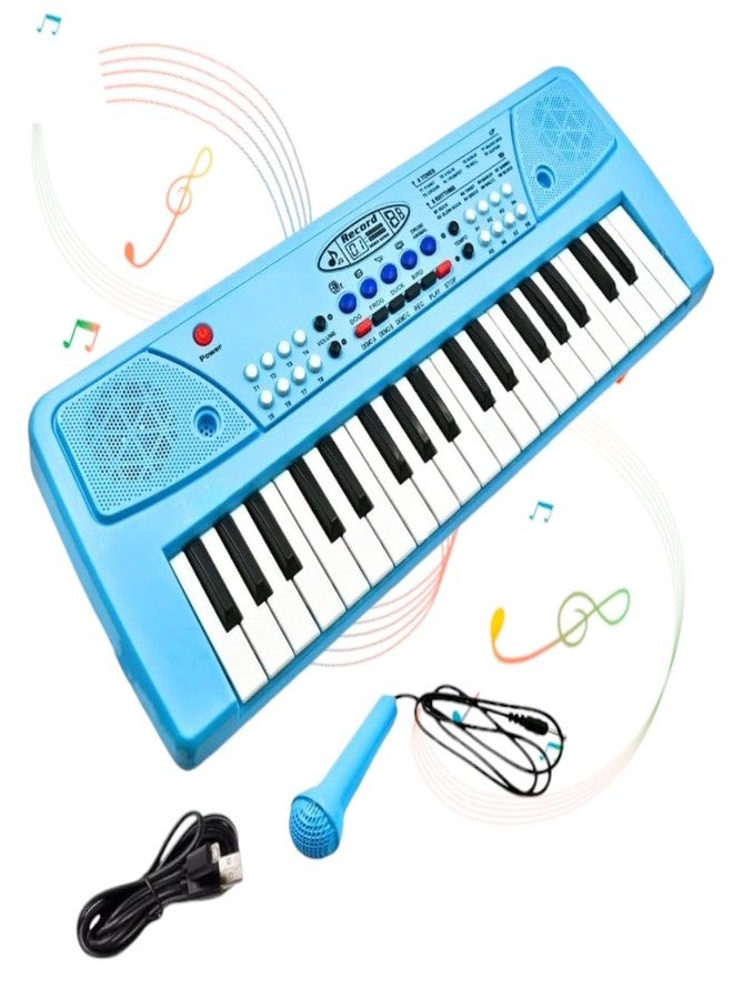 SARASI Kids Keyboard Piano, 37 Keys Piano Keyboard with Power Option, Musical Toy (37 Keys & 8 Tones, 8 Rhythms 4 Percussion) [Pack 1, Blue] - Image 1